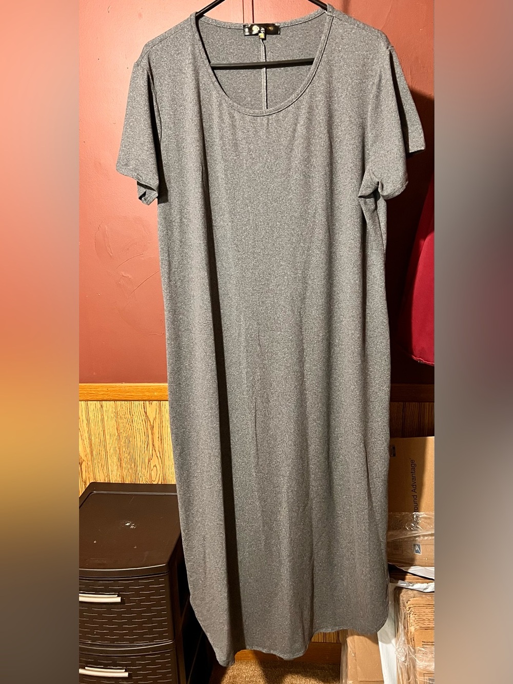 Classic Gray Short-Sleeve Maxi Dress